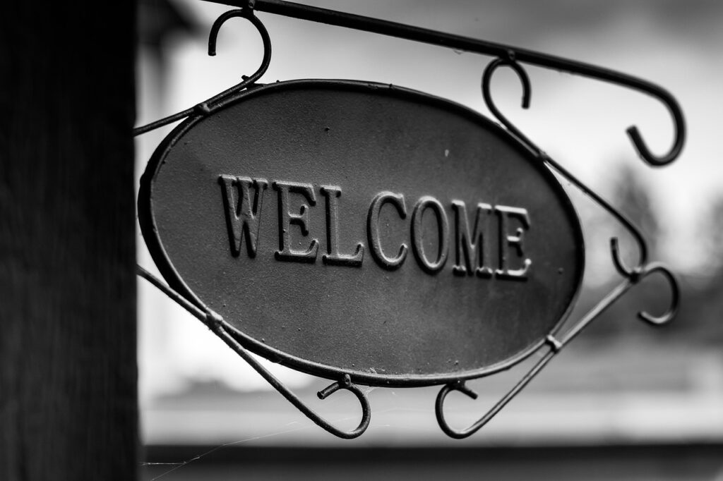 welcome, sign, black-and-white, advertising sign, writing, invitation, outdoor, welcome, welcome, welcome, welcome, welcome